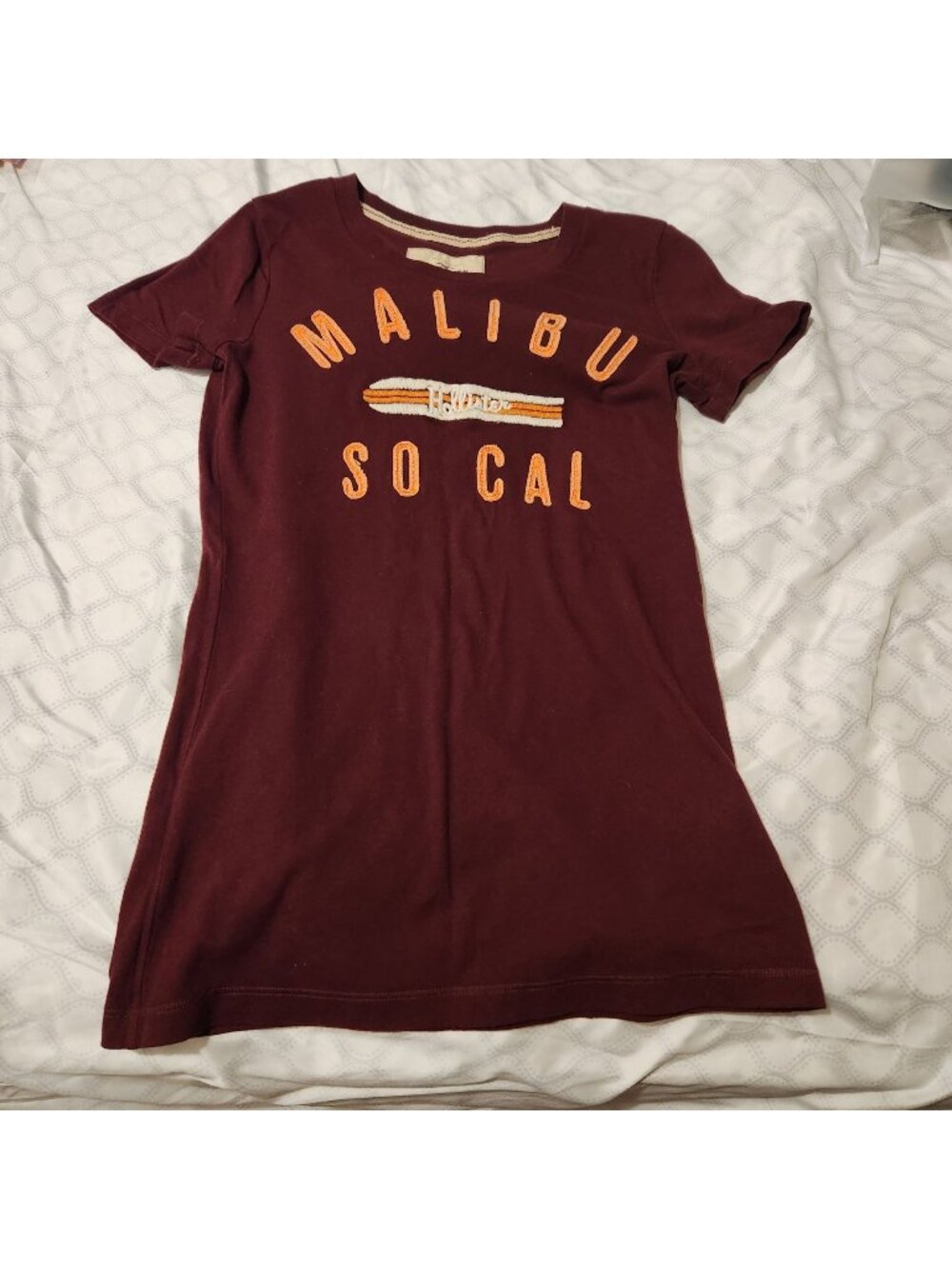 Hollister Malibu So Cal Womens Maroon T-Shirt Size Small Cotton Blend Vintage Y2
